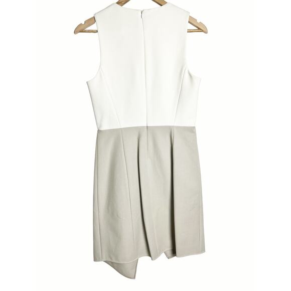 Tibi Anson Asymmetrical Colorblock Sleeveless White Gray Sheath Dress Size 6 - Picture 6 of 8